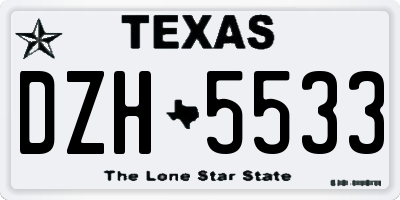 TX license plate DZH5533