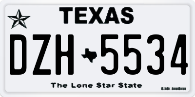 TX license plate DZH5534
