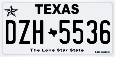 TX license plate DZH5536