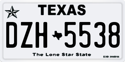 TX license plate DZH5538