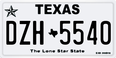 TX license plate DZH5540