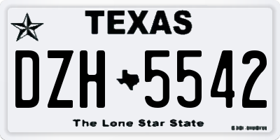 TX license plate DZH5542