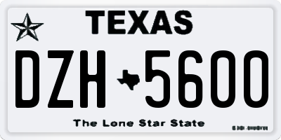TX license plate DZH5600