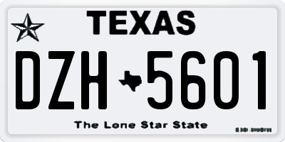 TX license plate DZH5601