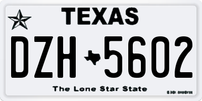 TX license plate DZH5602