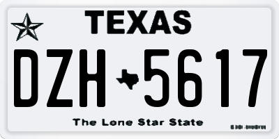 TX license plate DZH5617
