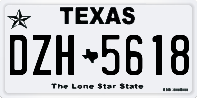 TX license plate DZH5618