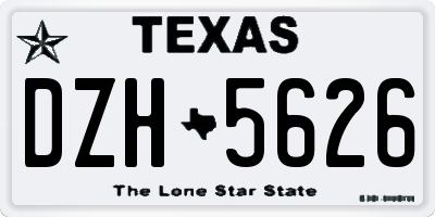 TX license plate DZH5626