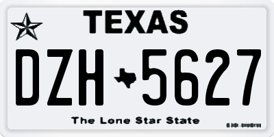 TX license plate DZH5627