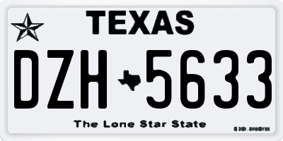 TX license plate DZH5633