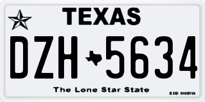 TX license plate DZH5634