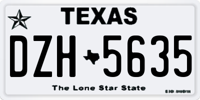 TX license plate DZH5635