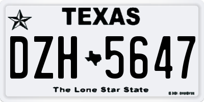 TX license plate DZH5647