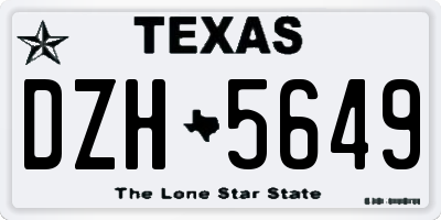 TX license plate DZH5649