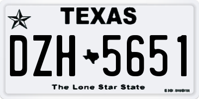 TX license plate DZH5651
