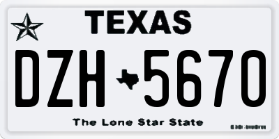 TX license plate DZH5670