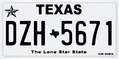 TX license plate DZH5671