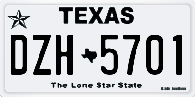 TX license plate DZH5701