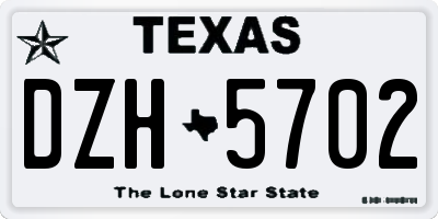 TX license plate DZH5702