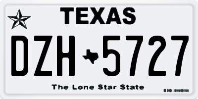 TX license plate DZH5727