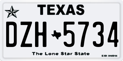 TX license plate DZH5734