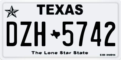 TX license plate DZH5742