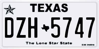 TX license plate DZH5747