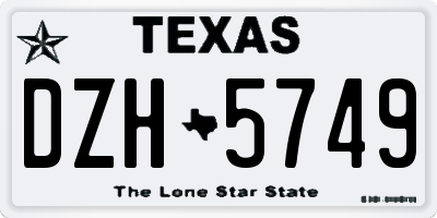 TX license plate DZH5749