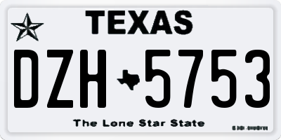 TX license plate DZH5753