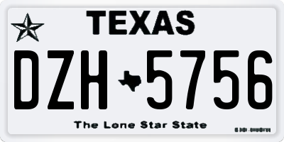 TX license plate DZH5756
