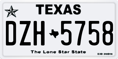 TX license plate DZH5758