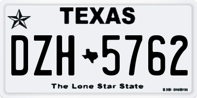 TX license plate DZH5762