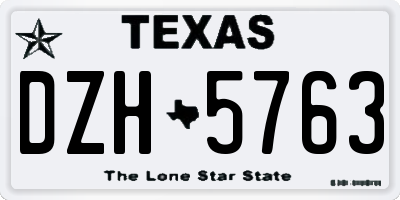 TX license plate DZH5763