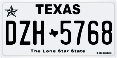 TX license plate DZH5768