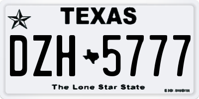 TX license plate DZH5777