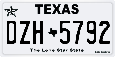 TX license plate DZH5792
