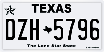 TX license plate DZH5796
