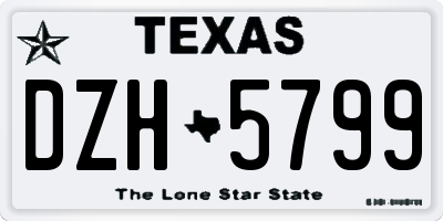 TX license plate DZH5799