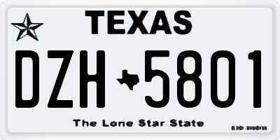 TX license plate DZH5801