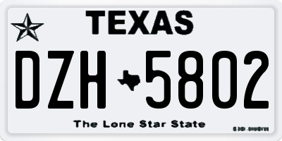 TX license plate DZH5802