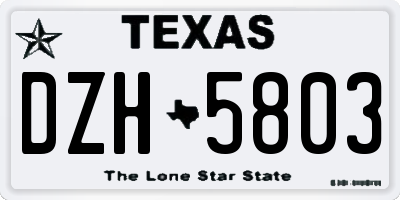TX license plate DZH5803