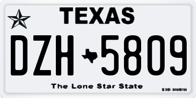 TX license plate DZH5809