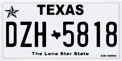 TX license plate DZH5818