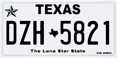 TX license plate DZH5821
