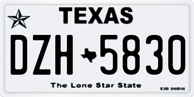 TX license plate DZH5830