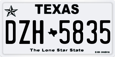 TX license plate DZH5835
