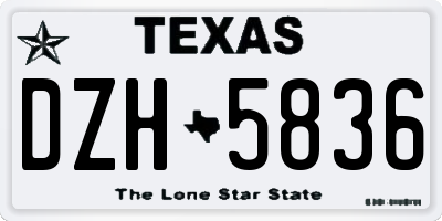 TX license plate DZH5836