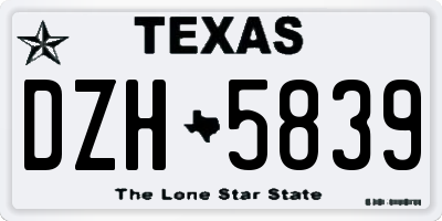 TX license plate DZH5839