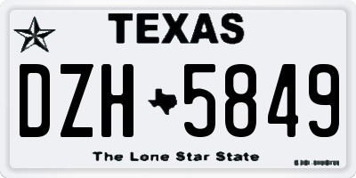 TX license plate DZH5849