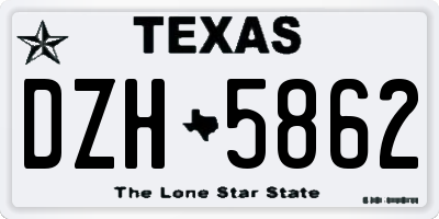 TX license plate DZH5862